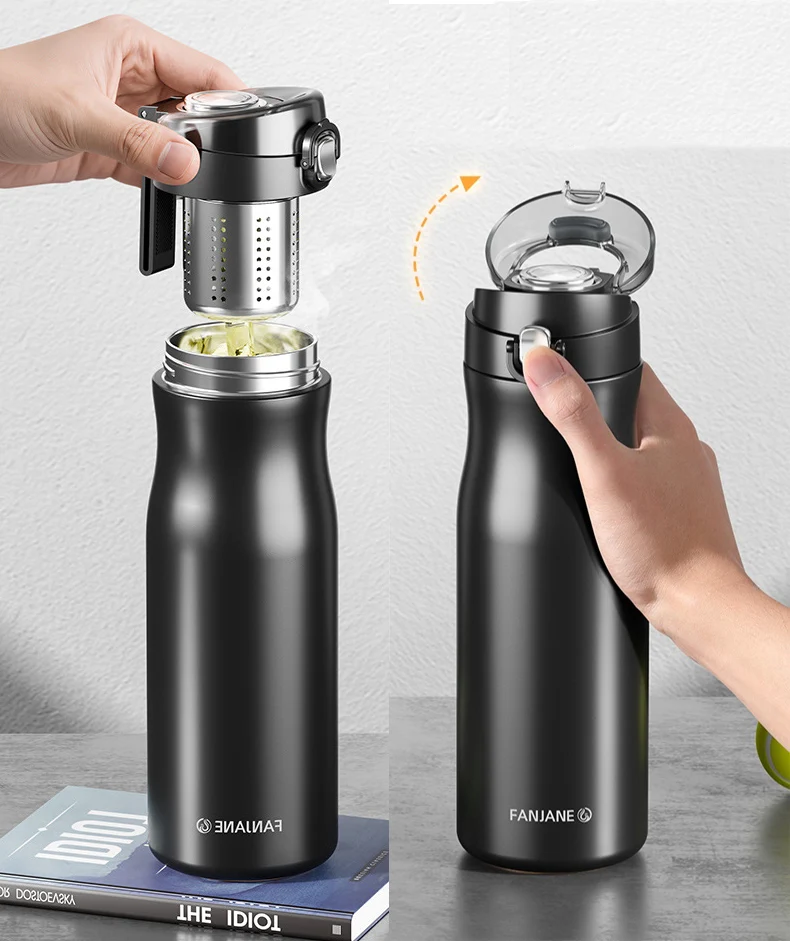 

FANJANE Upgrade Thermos Bottle Cup with Magnetic Tea Infuser Coffe 316 Stainless Steel Vacuum Bottle Keep Cold Hot Business Gift