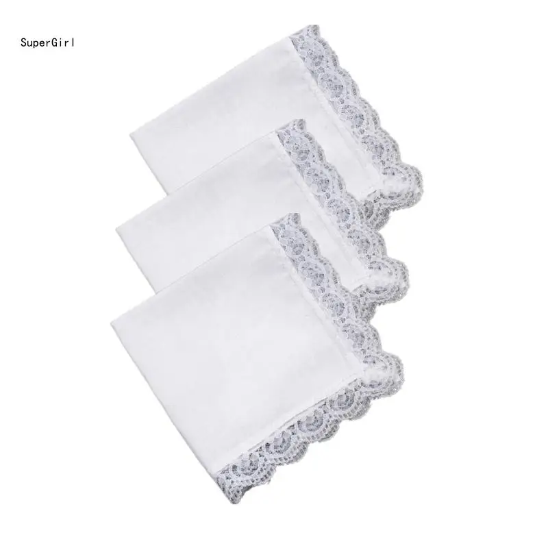 Lace Pocket Towel for Sports, Travel, Work, Grooms, Weddings, Proms J78E