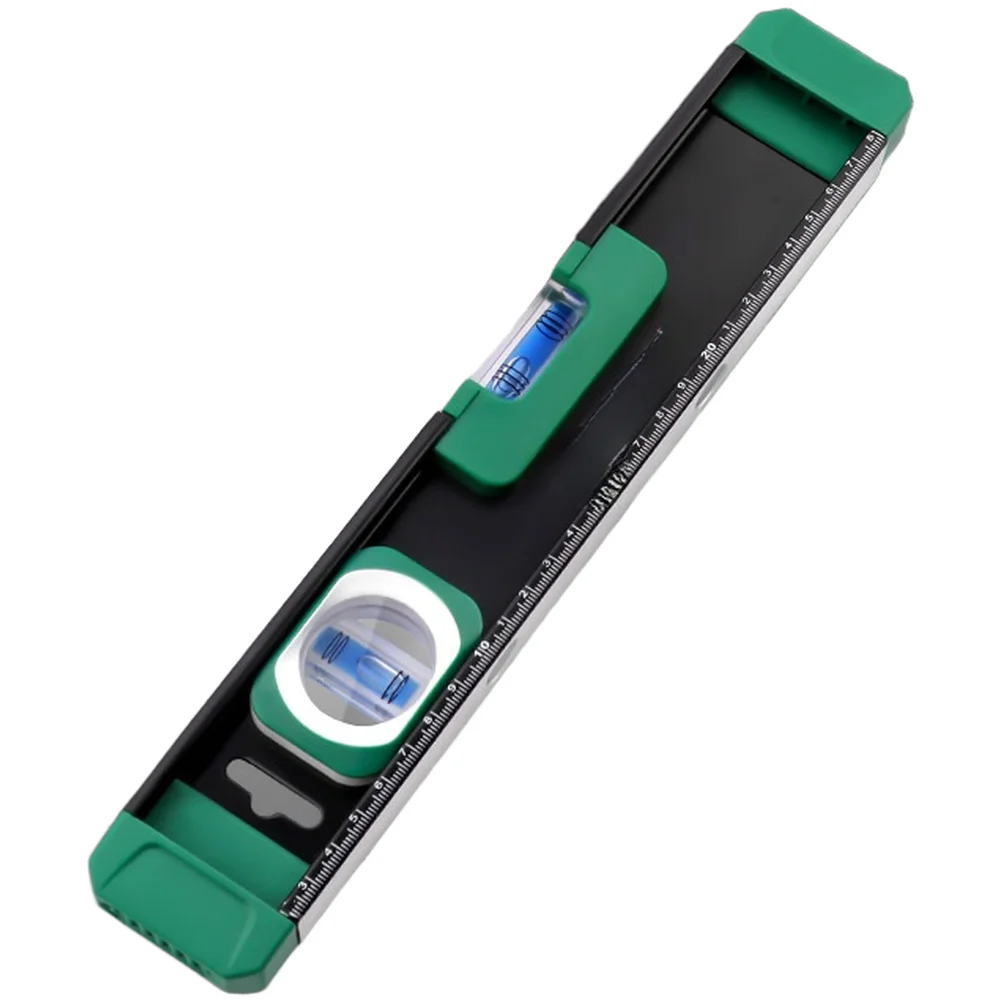 Cast Aluminum Magnetic Level Ruler with Accurate Bubble Vial and Protective Rubber Ends for Metal Surfaces 300mm