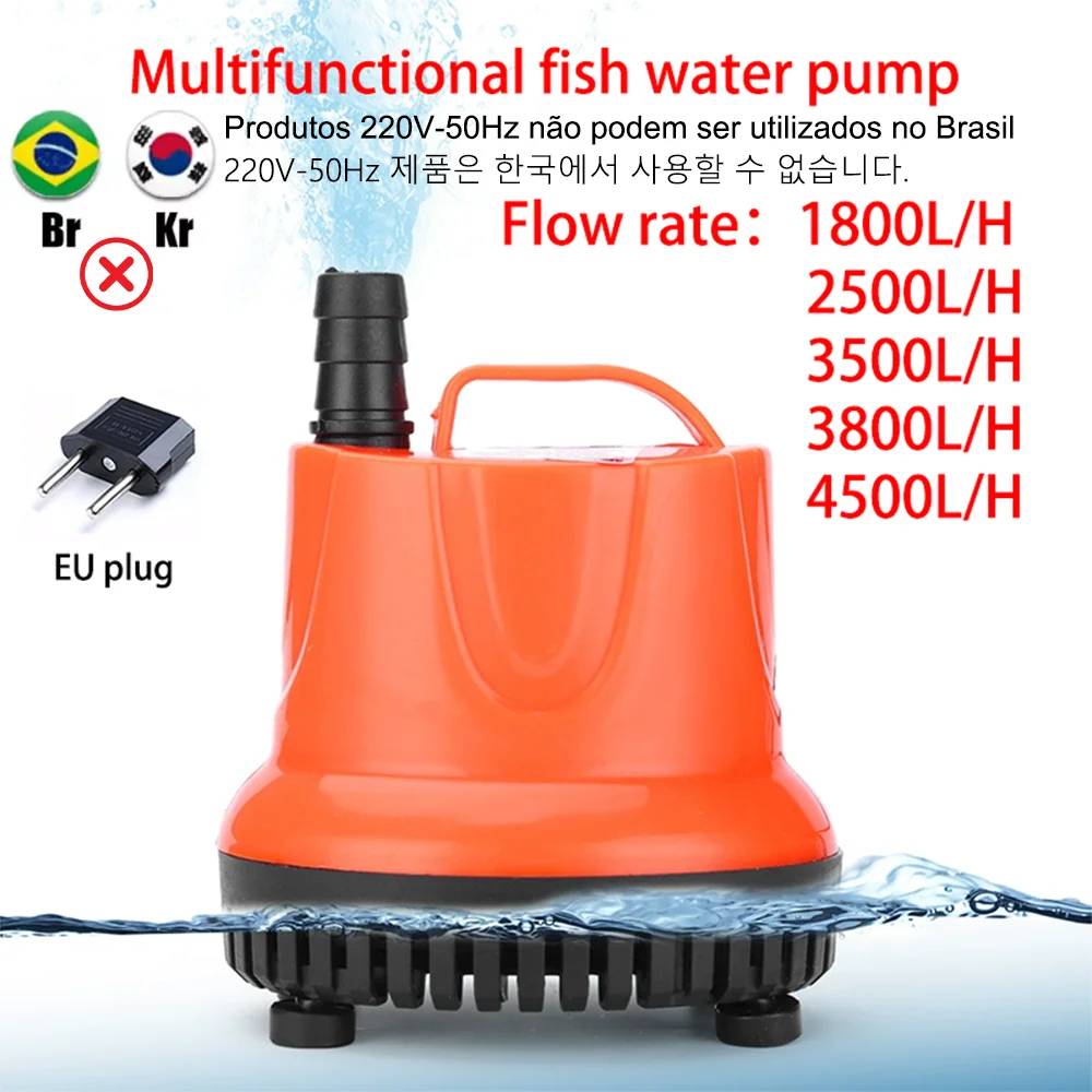 30/45/60/85/110w Fish Tank Bottom Suction Submersible Pump Mute Pump Multi-functional Small Suction Pump with Joint