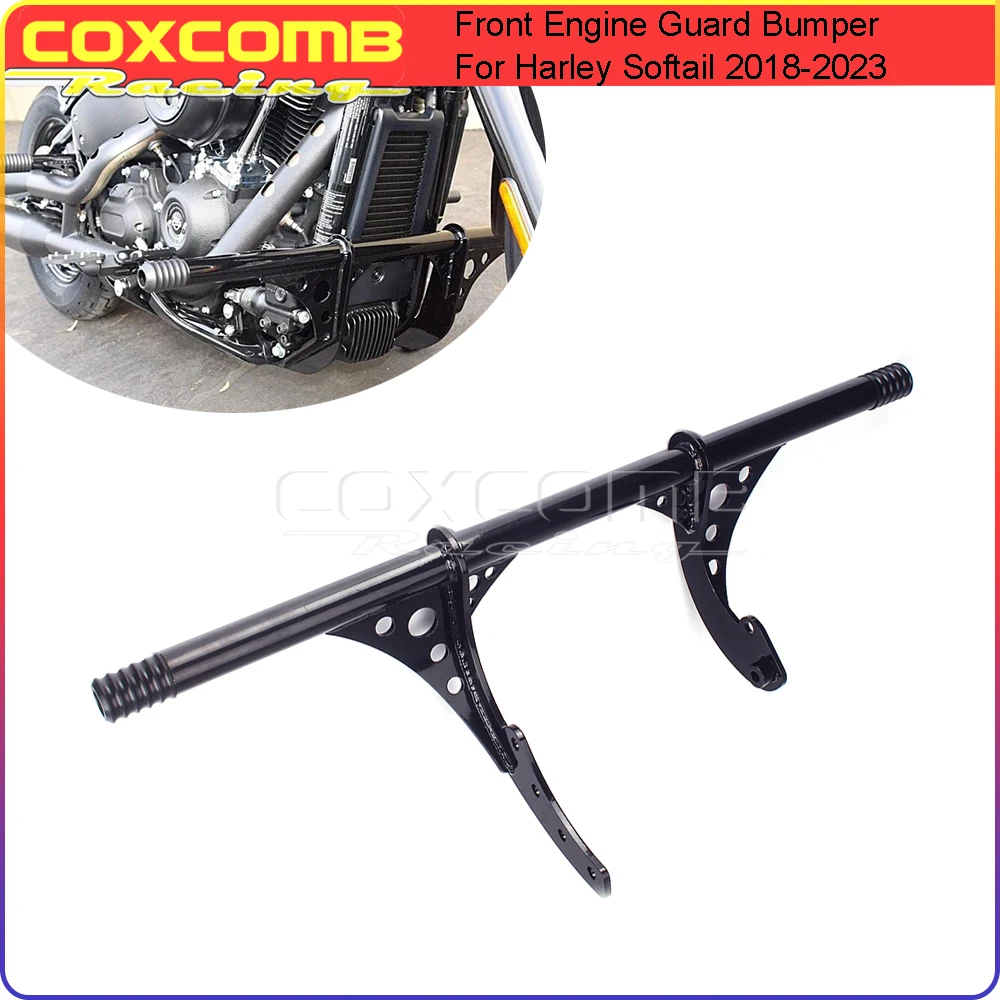 Black Engine Crash Bar Frame Slider Bumper Guard For Harley Softail Street Bob Low Rider S Fat Bob 114 117 FXFB FXBB FXLR FXST