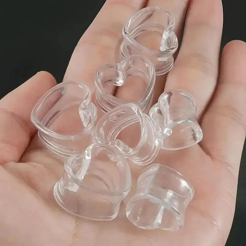2Pair-Heart Round Acrylic Ear Plugs Ear Gauges Double Flared Flesh Tunnels Earrings Earlobe Ear Stretchers Expander Kit Ear