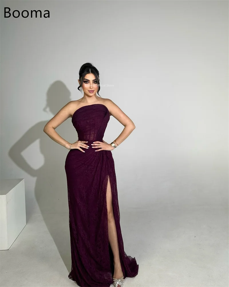 Booma 인어 이브닝 드레스 여성을위한 공식 파티 가운 한 어깨 꽃 사이드 분할 우아한 댄스 파티 드레스 2025 사용자 정의