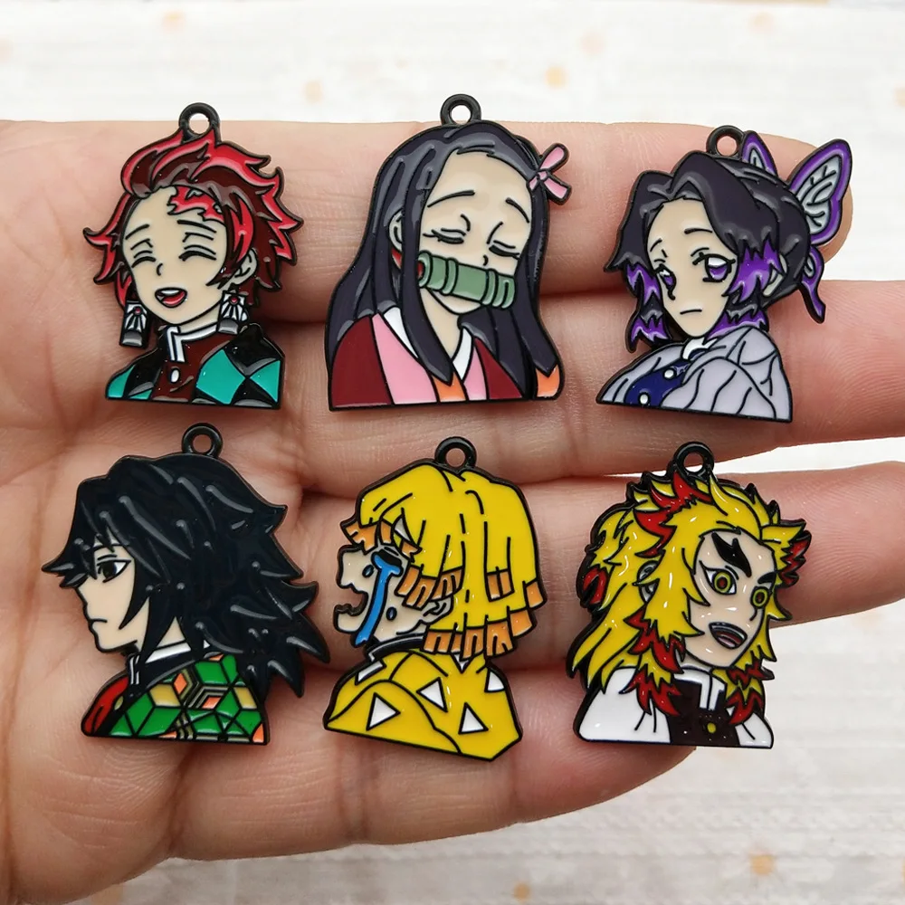 

demon slayer Diy jewelry alloy pendant animation peripherals doll key chain earring necklace pendant bulk items wholesale