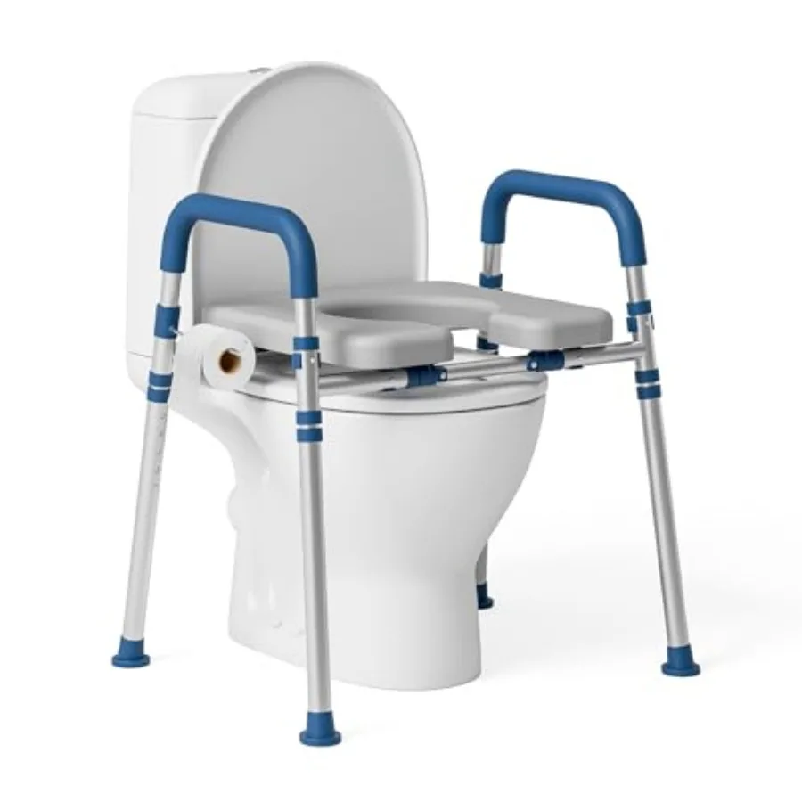 

Raised Toilet Seat with Handles, Adjustable Height and Width Toilet Seat Riser for Seniors, 400lbs Padded Elevated Toilet Seat