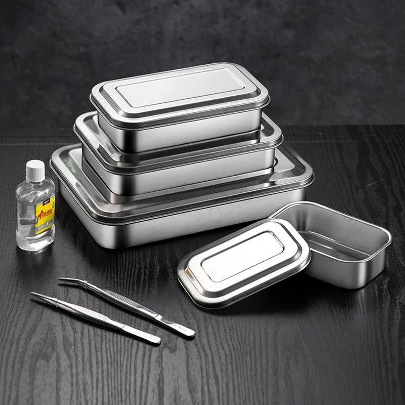 High Temperature Disinfection Tray Infusion Treatment Tray Stainless Steel Disinfection Box With Cover Instrument