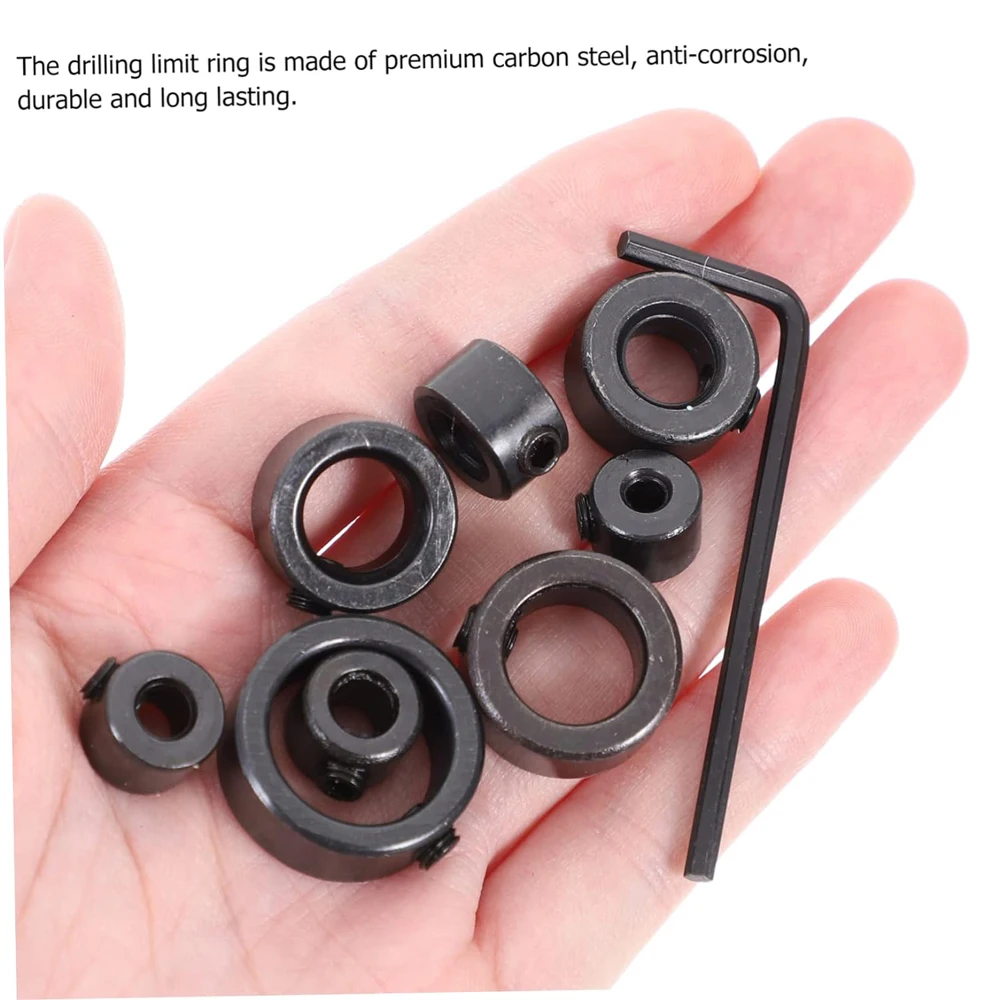 Neue Bohrer Tiefe Stop Bit Kragen Set Einstellbare Stellungs Grenze Ring Inbusschlüssel Straffen Stopper Set-Schrauben Holzbearbeitung Werkzeug – Detail 13