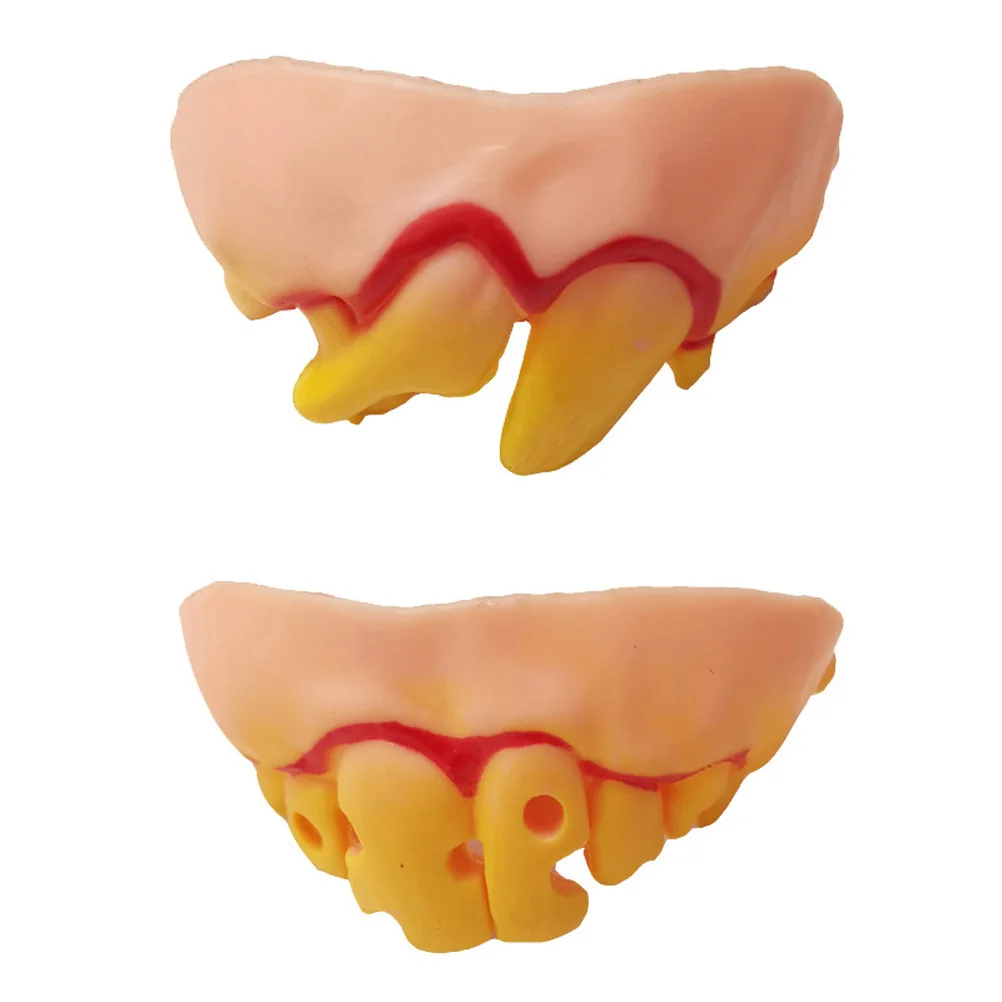 10 قطعة مجموعة أسنان الهالوين أطقم أسنان أحمق زومبي أسنان أمامية متينة مادة PVC زاحف مضحك رعب ديكور تاج أسنان مزيف #3