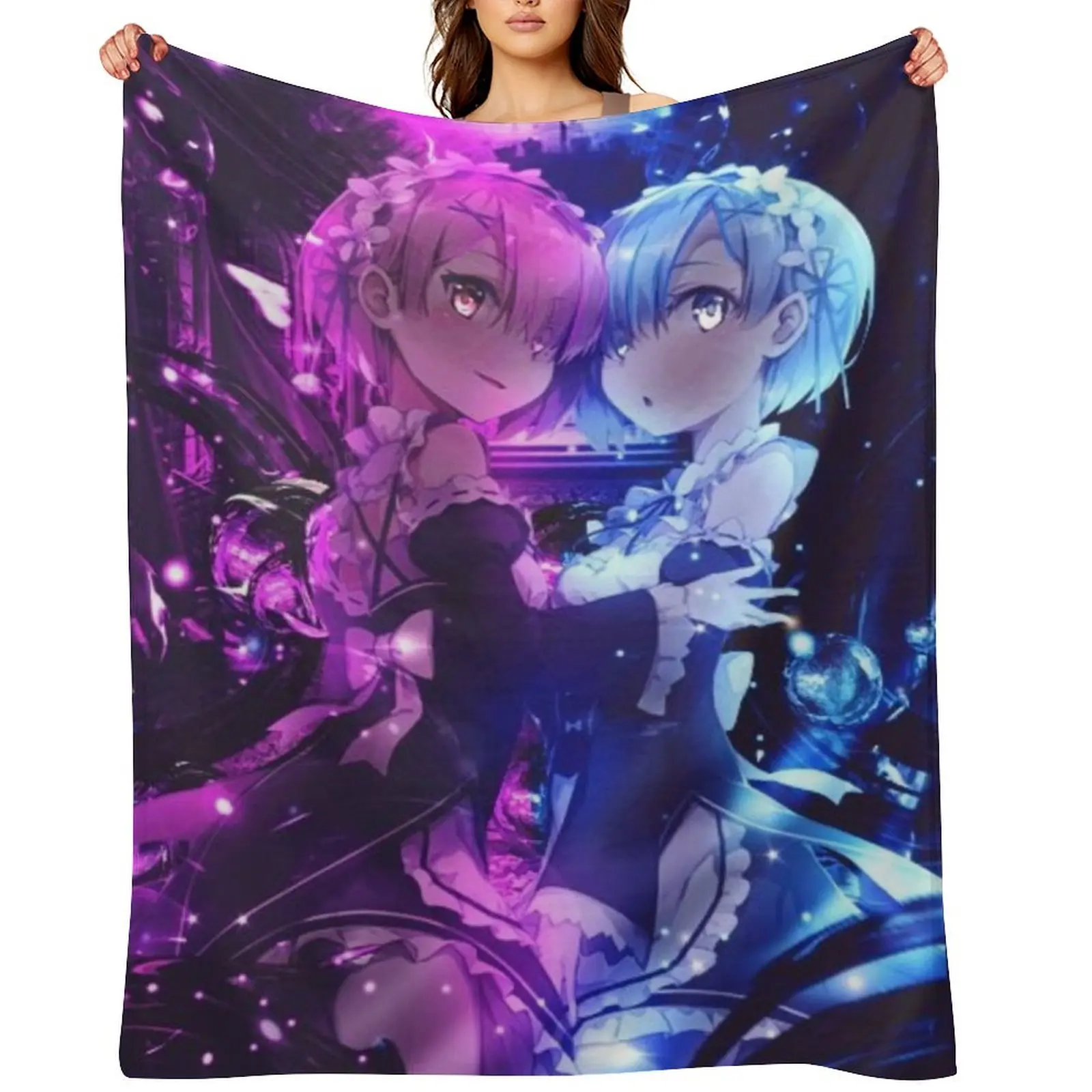 

Rem And Ram Throw Blanket Heavy Hairy Soft Comforter Blankets