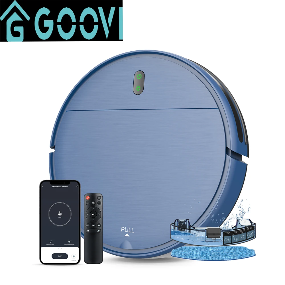 GOOVI Robot Vacuum Cleaner 6000Pa Power Auto Charging App Control Water Tank Wet Mopping Robot Vacuum Cleaner Electric Sweeper