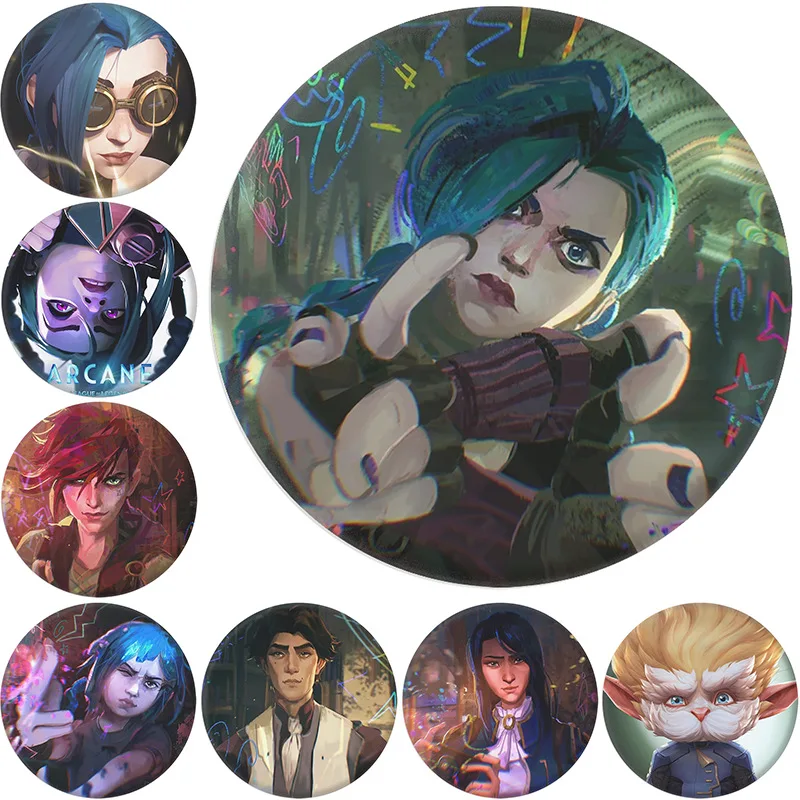 ใหม่ Arcane เข็มกลัดอะนิเมะ Pins Badge การ์ตูนเคลือบ Pins คอสเพลย์ตกแต่งอุปกรณ์เสริมแฟชั่นเครื่องประดับ Fine คริสต...