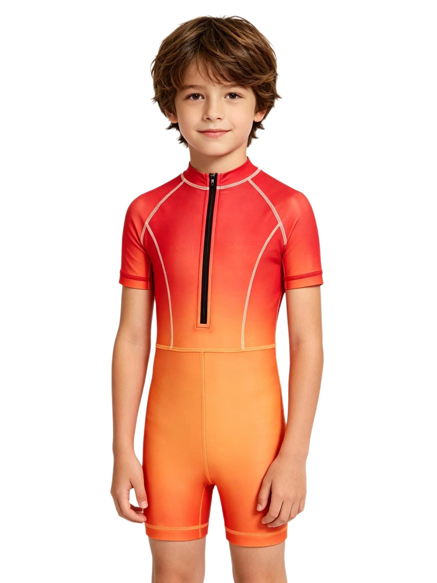 Baju Renang Profesional Anak-anak, Satu Potong, Rash Guard Lengan Pendek, Ritsleting Depan, Cepat Kering, Bernapas, untuk Menyelam, Pantai, Musim Panas