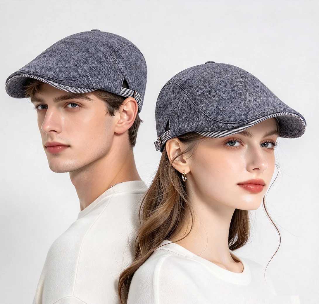 Adjustable Newsboy Hat for Men And Women Cotton Breathable Flat Cap Irish Cabbie Ivy Cap for Driving And Hunting