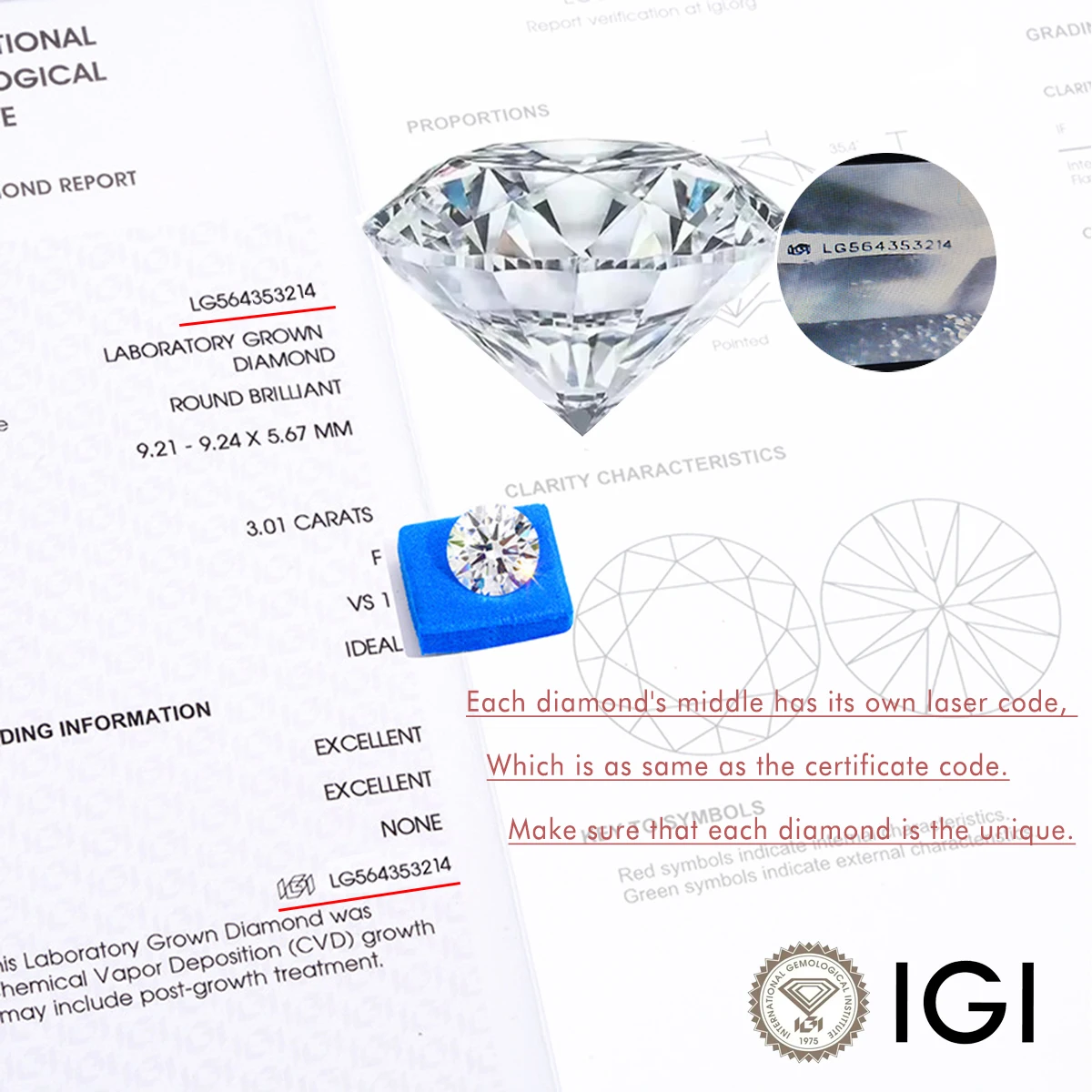 Round Cut Lab-Grown Diamond GIA Certificate DEF 0.5-2.0ct Loose Diamond Wedding Earrings for Women men Engagement Jewelry