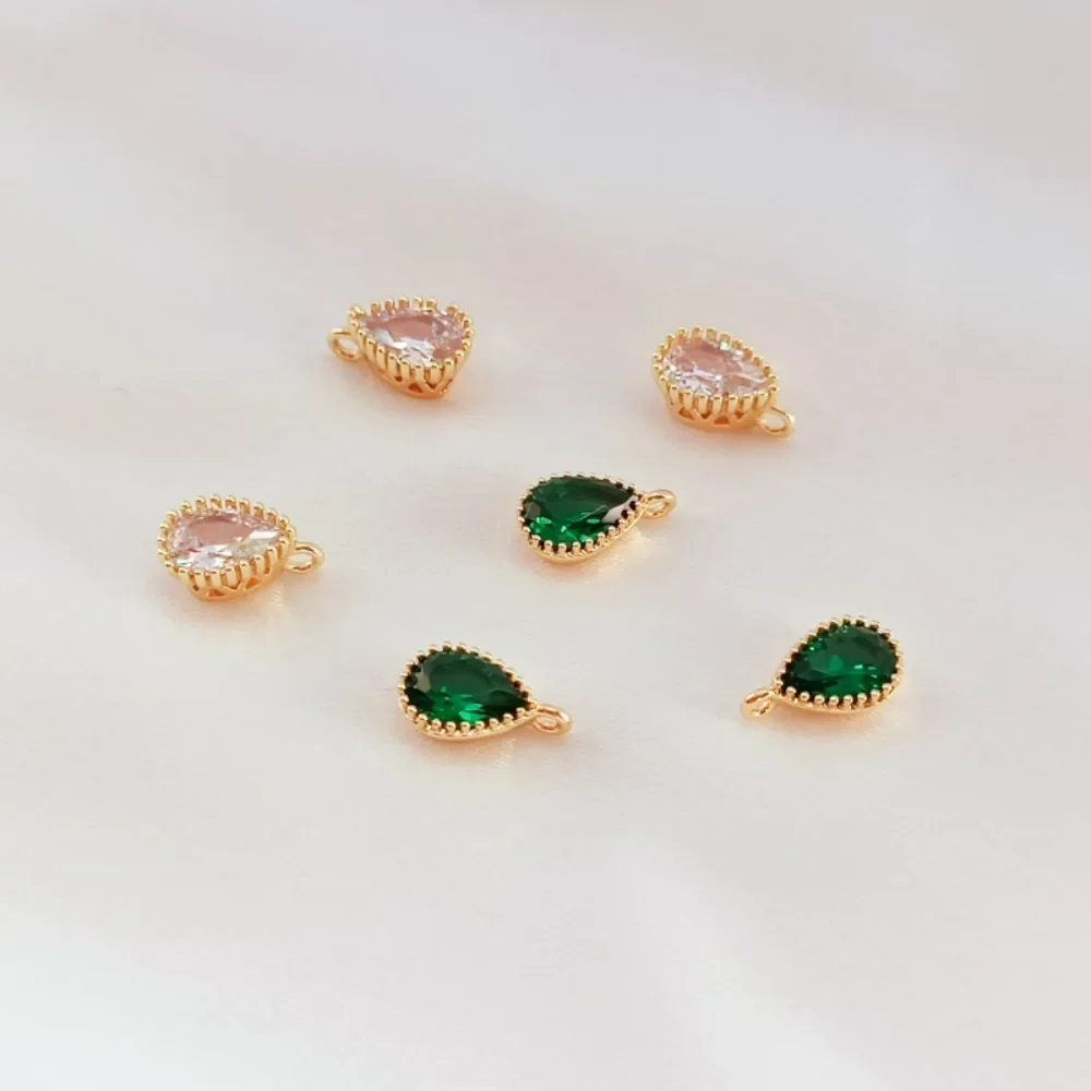 

14-каратное позолоченное и инкрустированное цирконом, небольшой кулон с каплями воды, браслет, ожерелье, кулон, аксессуар «сделай сам»