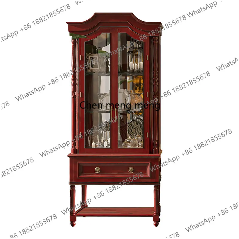 

American retro style, wine cabinet living room double door decoration, French villa, home glass display cabinet