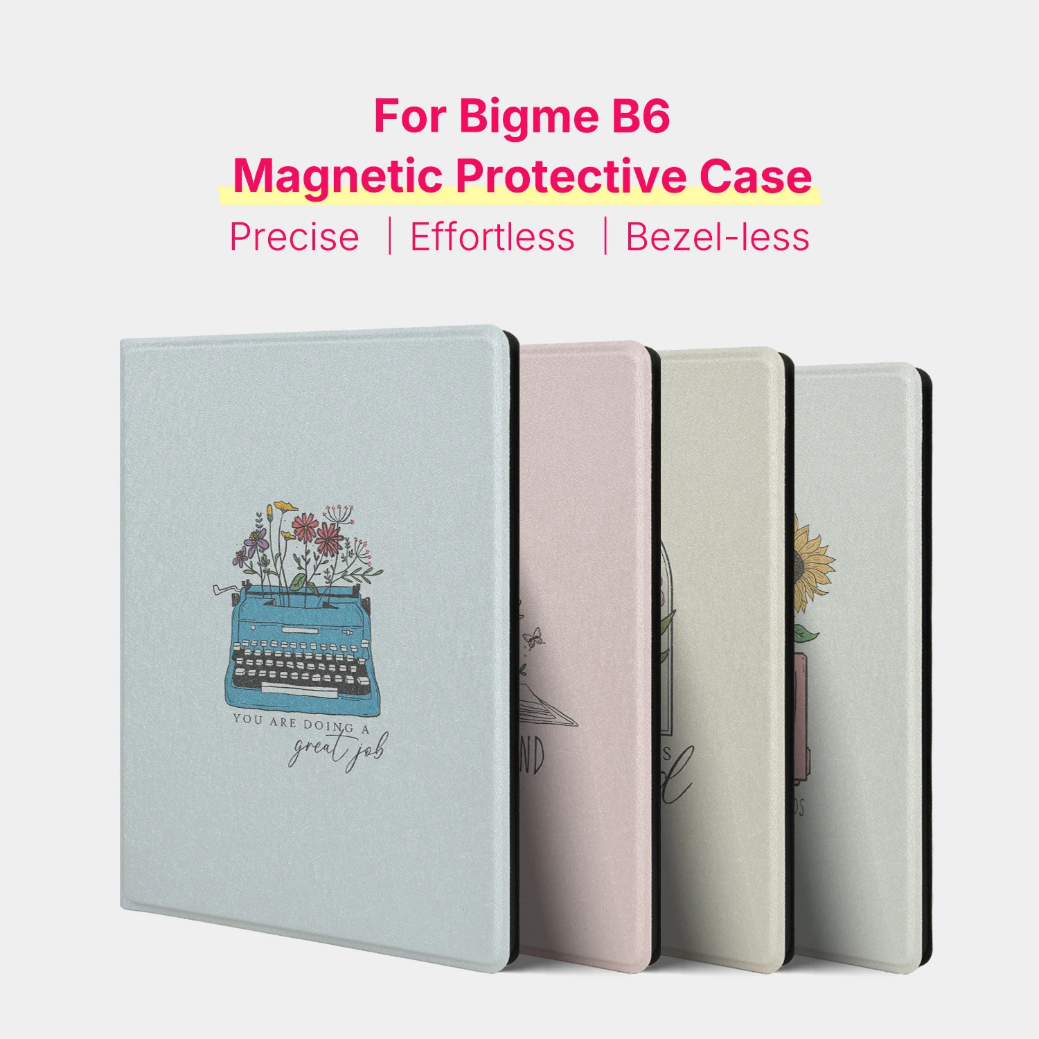 

Murmole Hand-Drawn Illustration Magnetic Case for Bigme B6 6" Ultra Slim Frameless Cover No Back Shell Folio Protective Skin