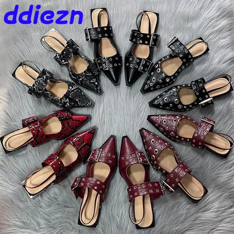 New Sandals Designer Footwear Slingbacks Ladies Flats Shoes Pointed Toe 2025 Fashion Shallow Women Sandals Shoes Big size 43