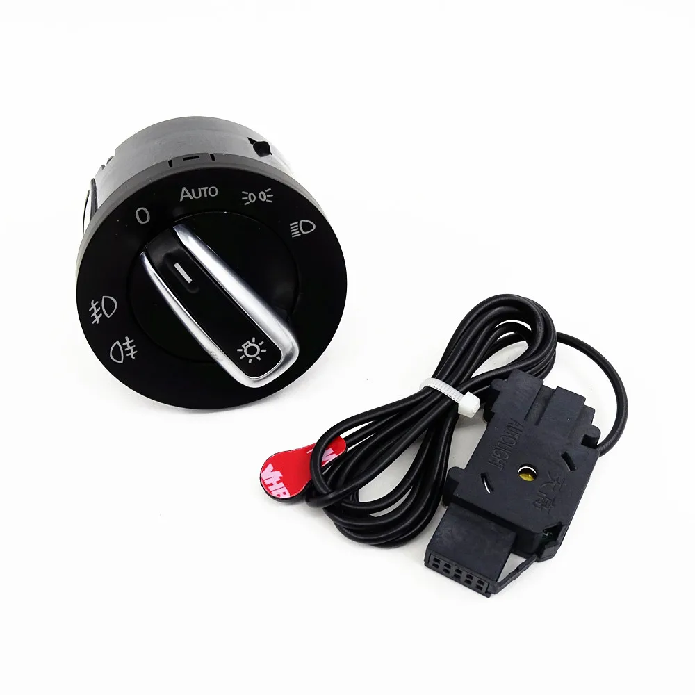 5ND941431B Chrome Headlight Control Switch & Auto Sensor Module Set for VW Jetta Passat B6 Golf GTI 5 6 3C8941431A 5ND 941 431B