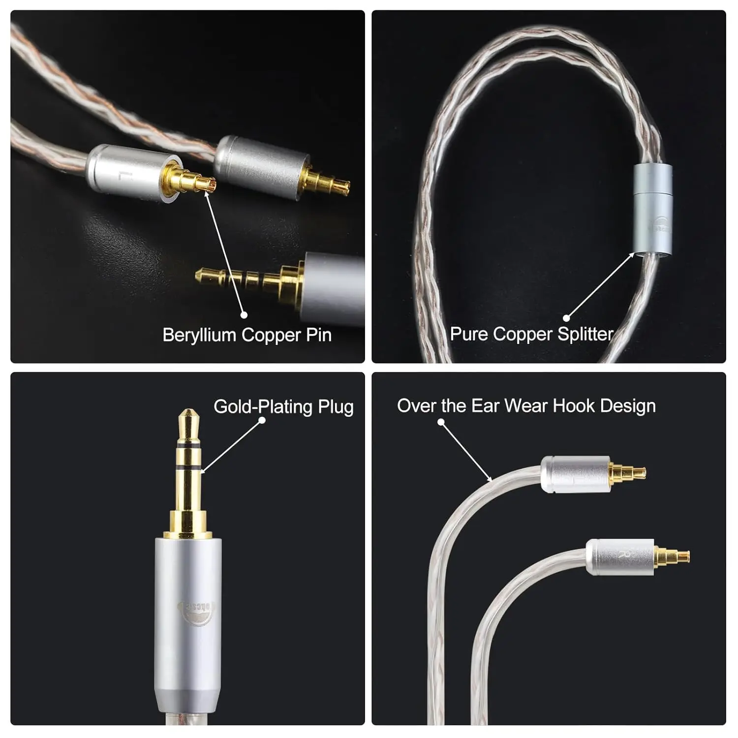Okcsc IE40 PRO 3.94FT 업그레이드된 교체 케이블 이어폰 4 코어 2.5mm/3.5mm 이어폰 IE40 PRO에 적용 가능한 업그레이드된 케이블