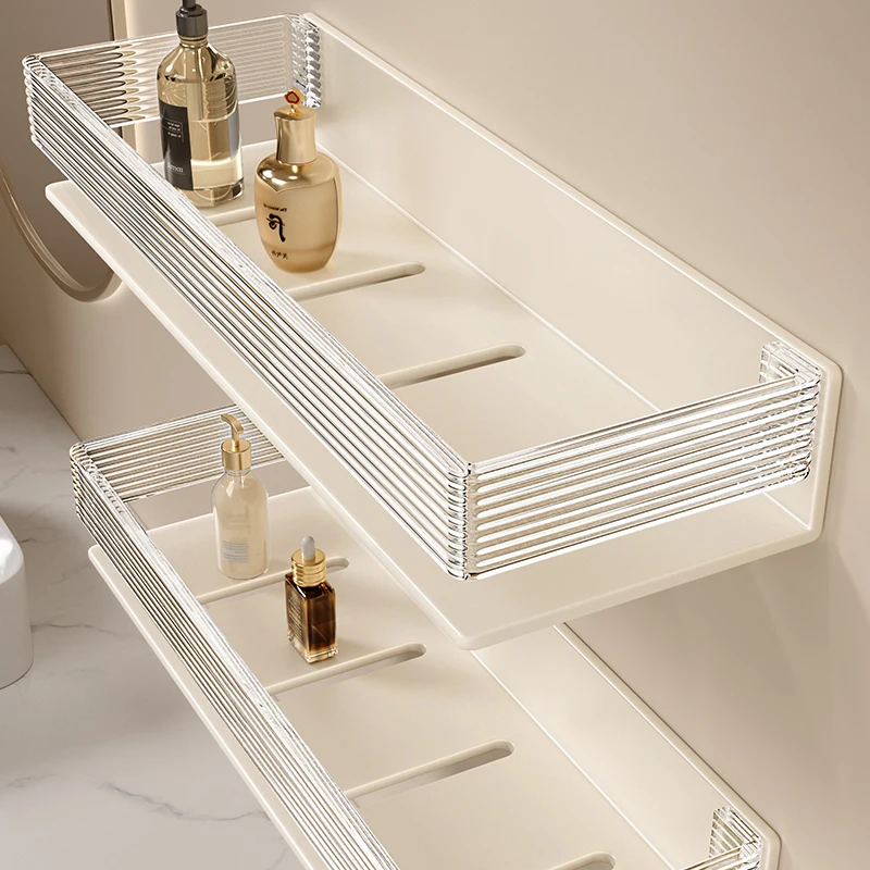 Acrylic Bathroom Shelf  White Storage Rack Oxidation-Resistant Vanity Organizer  Anti-Stain Bathroom Shelf