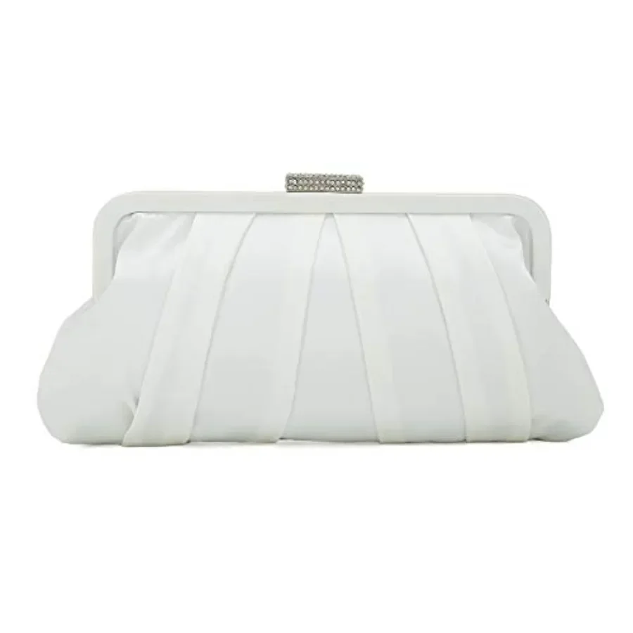 

CHARMING TAILOR Classic Pleated Satin Clutch Bag Diamante Embellished Formal Handbag for Wedding/Prom/-Tie Events