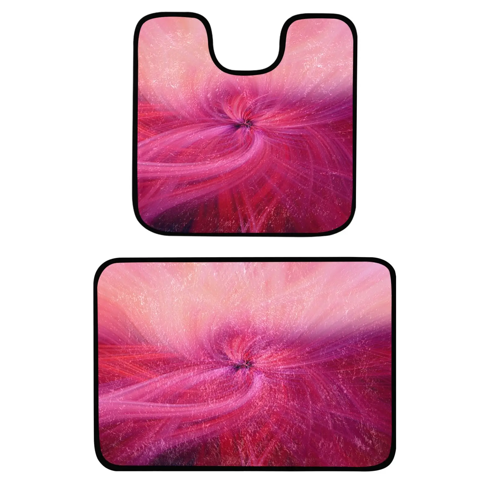 pink printBathroom matsNon-Slip Bath Mat and Toilet Mat Bathroom Rug Set Soft Bath Mat with Washable Bath MatsBath set of 2