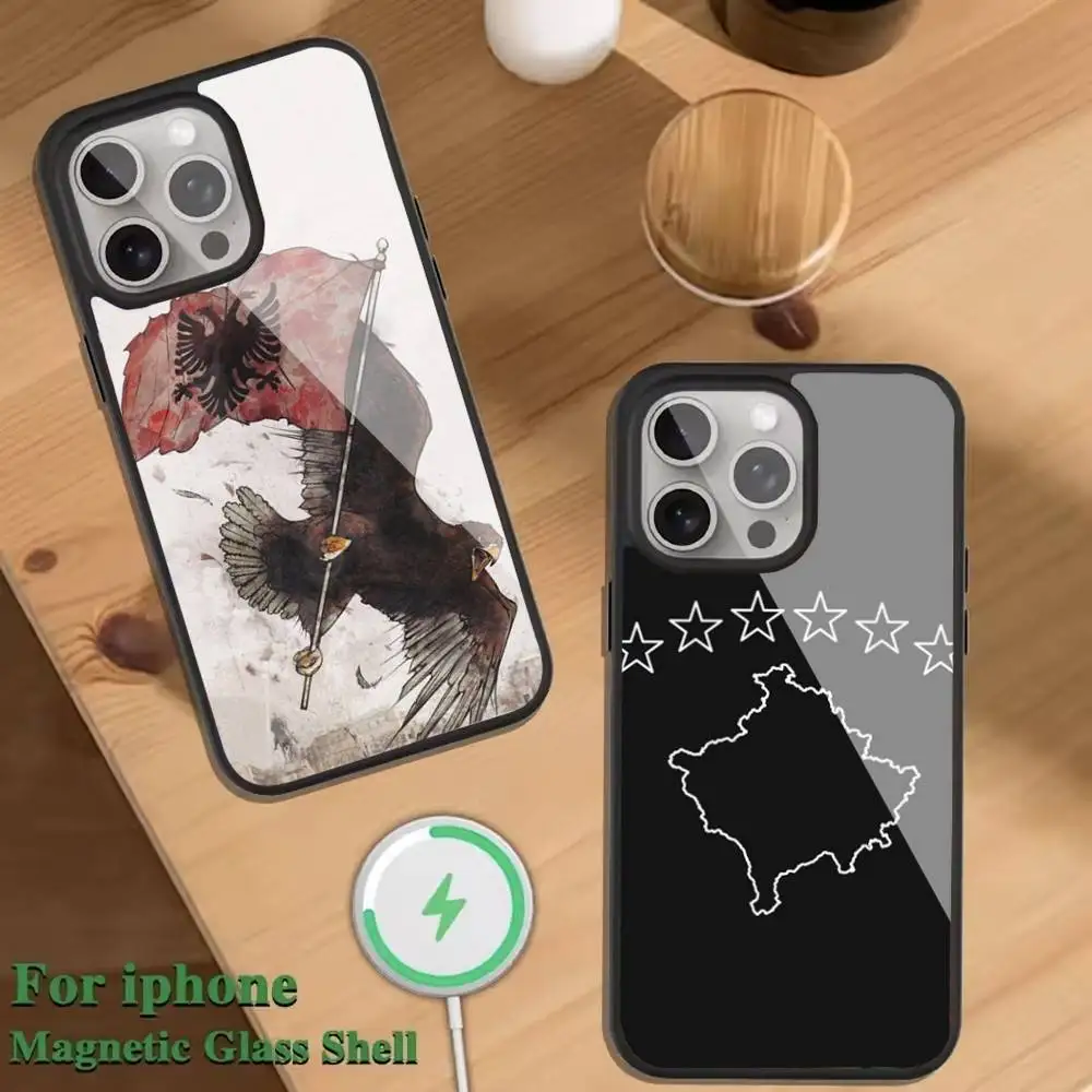 

A-Albanians Flag Phone Case For Magnetic Wireless Charge Cover For iphone 16 15 14 13 12 11 Pro Max Plus Coque
