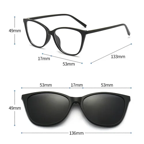Imagen 2 del producto Montura de gato 6 en 1, gafas de sol polarizadas, Clip magnético y monturas para gafas graduadas, Clips magnéticos ópticos de moda para hombres y mujeres