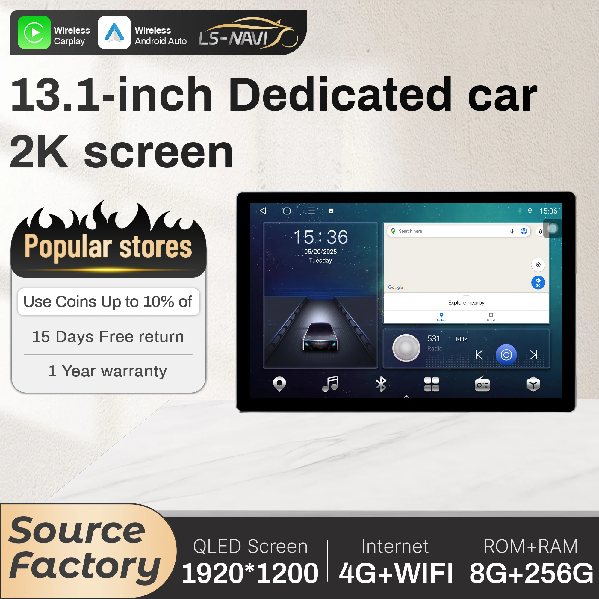 

13.1 inch For Mazda CX5 CX 5 2013 2014 2015 Car Radio Android Wireless Bluetooth Carplay GPS Multimedia Touch QLED Screen Stereo