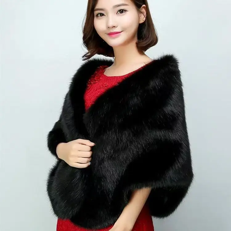 

Women Faux Fur Coats Solid Short Shawl V Neck Sleeveless Open Stitch Thick Loose Elegant Casual Office Lady Autumn Winter 2025