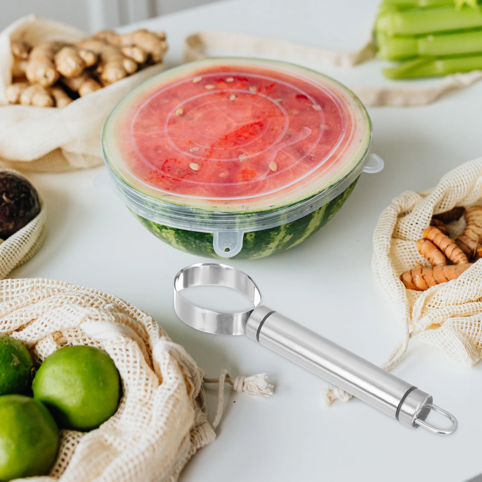 

Stainless Steel Watermelon Scoop Fruit Kitchen Gadgets Portable Melon Slicer Tool Home Restaurant Use