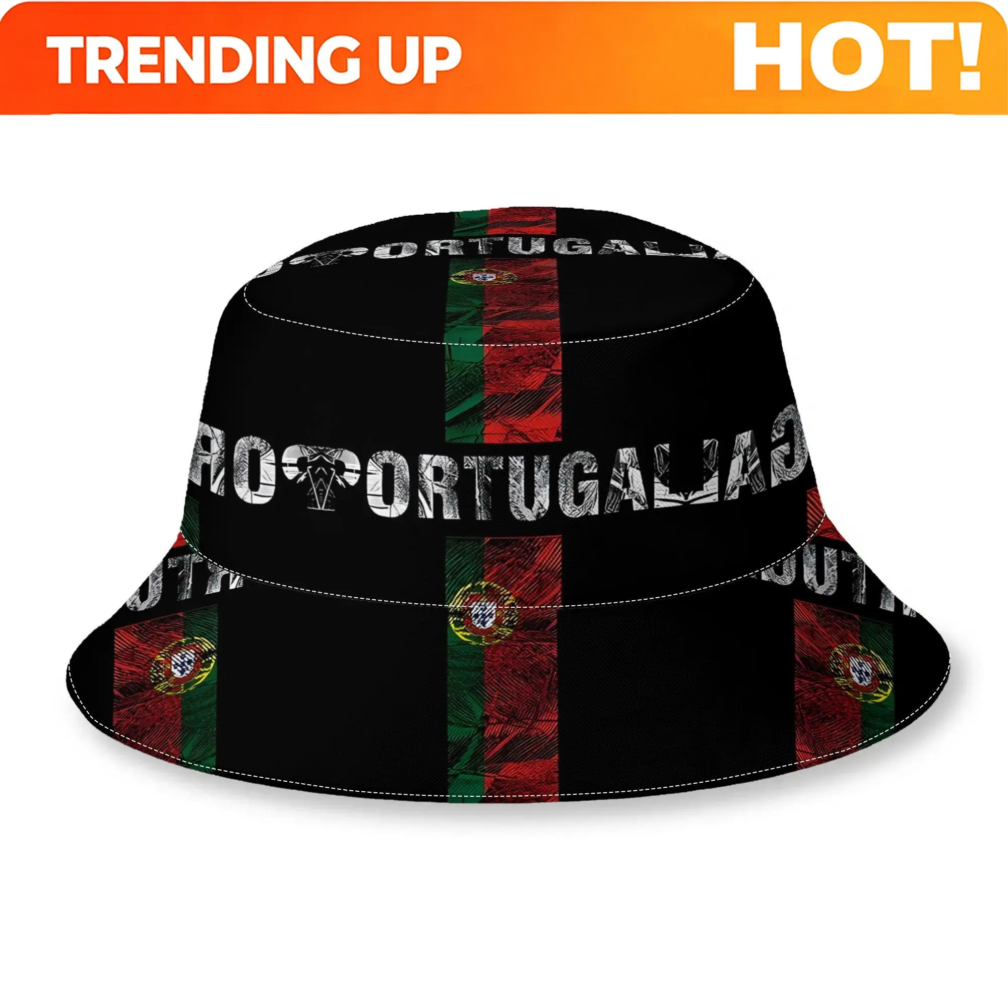 Customization Portugal Flag Retro Printed Unisex Fisherman Hat Trendy And Personalized For Street Wear Outdoor Travel Sun Shadin