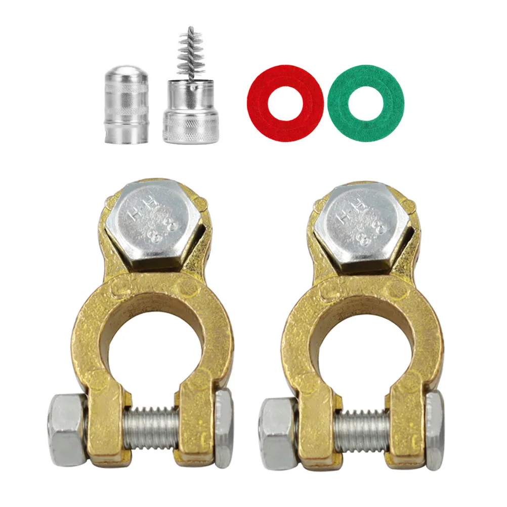 

1 Set Terminal Connectors For Car Truck Rv Van Motorhome Heavy Duty Brass Iron Auto Cable Clamp Terminal Kit