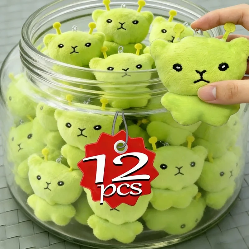 Bizarre Alien Cat Green Plush Toys Keychains Cute and Creative High-value Bag Hanging Keychains Doll Decoration Gift Giving