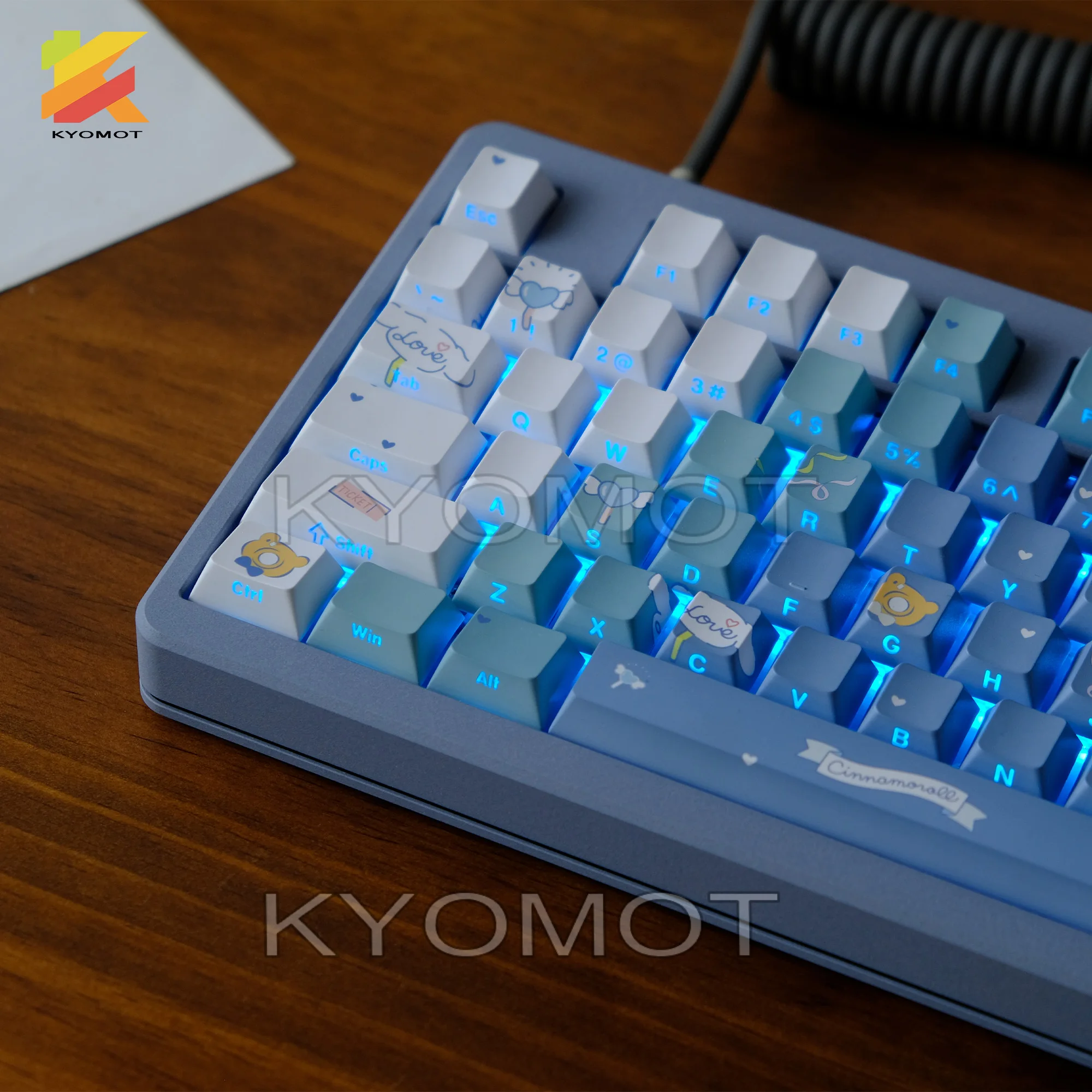 

KYOMOTO 135 Key Cute Dog Theme PBT Double Shot Keycap Side Print Shine Through Cherry Profile Keycap for DIY Mechanical Keyboard