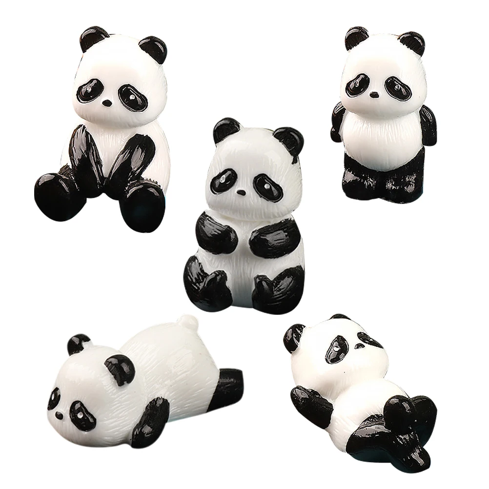 

5pcs Animal Micro Landscape Panda Crafts Resin Statue Panda Statue Decor Decor Figurines Small Size Gifts