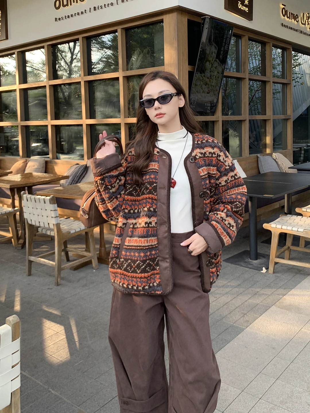 

Retro Embroidered Patchwork Lamb Fur Jaet Women's ort Thiened Warm Cotton Clothes Winter New Sle Upper Body