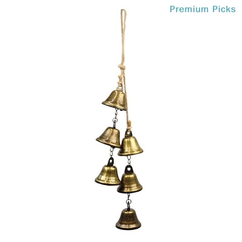 Vintage Brass Hanging Bells Lightweight Rustic Retro Design Nice Melodic Chime Wall Decor for Home Balcony Window Decoration