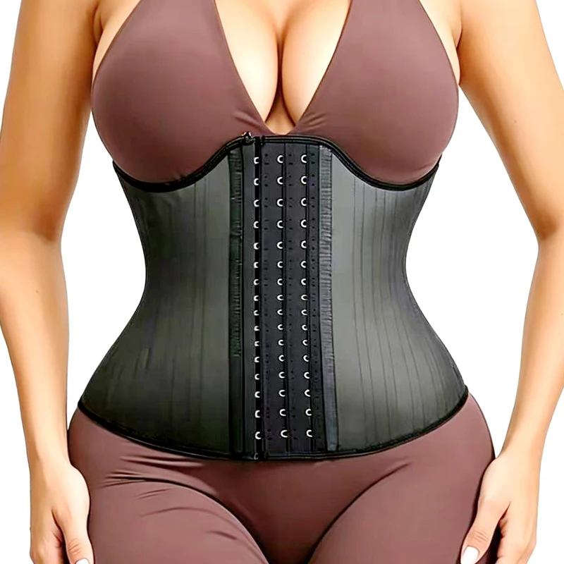 XXS Underbust Bustier Corset Latex Rubber Brace Fajas Colombianas Girdle Slimming Sheath Waist Trainer 25 Steel Bone Body Shaper