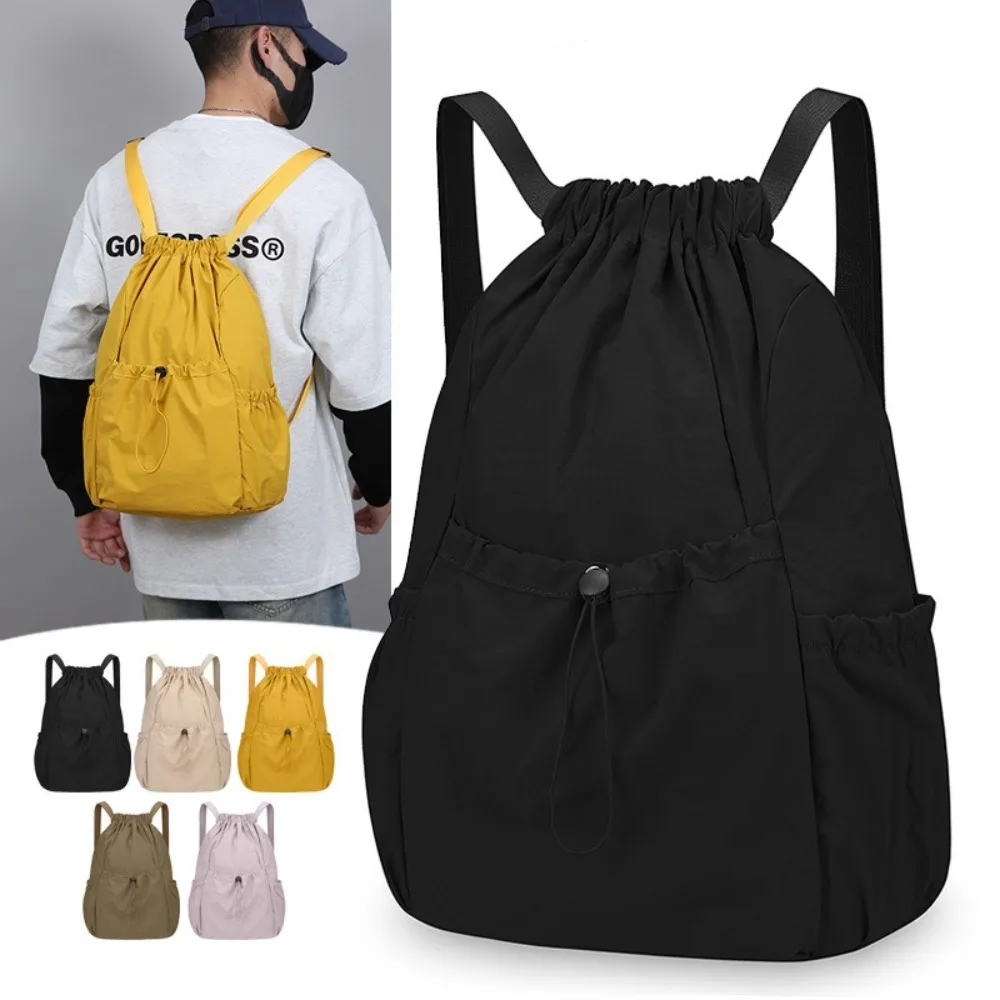 Zaino da viaggio casual in tinta unita Zaino leggero con coulisse in stile coreano Zaino pieghevole per studenti di grande capacità da uomo