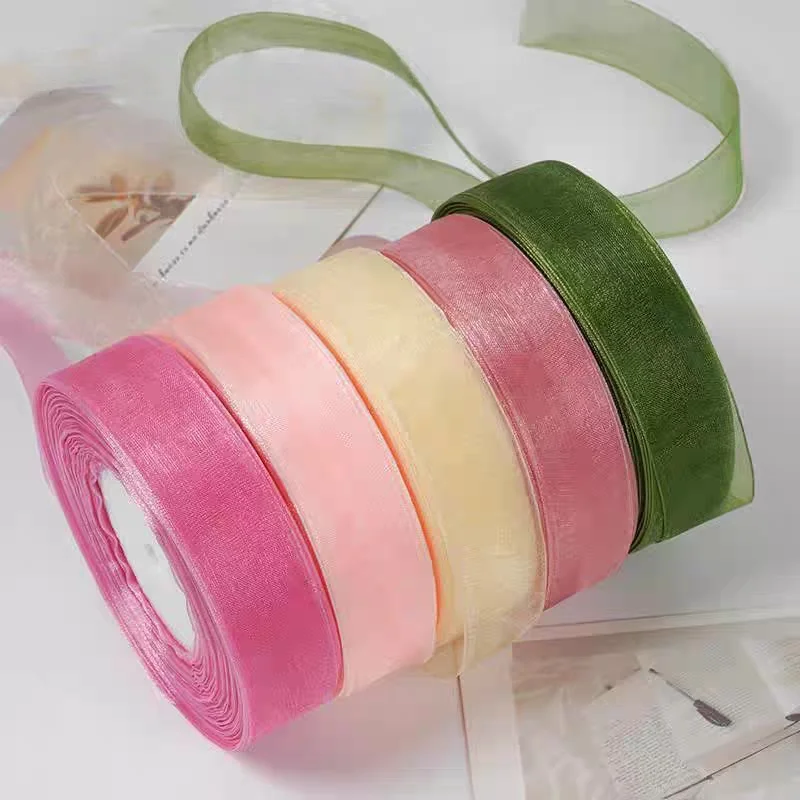 1 Rolle 2,5 cm x 45 m Organzaband zum Verpacken von Weihnachtsfeiern, Zuhause, DIY, Geschenkverpackung, Hochzeitsdekoration, Bänder, handgefertigter Stoff ﻿
