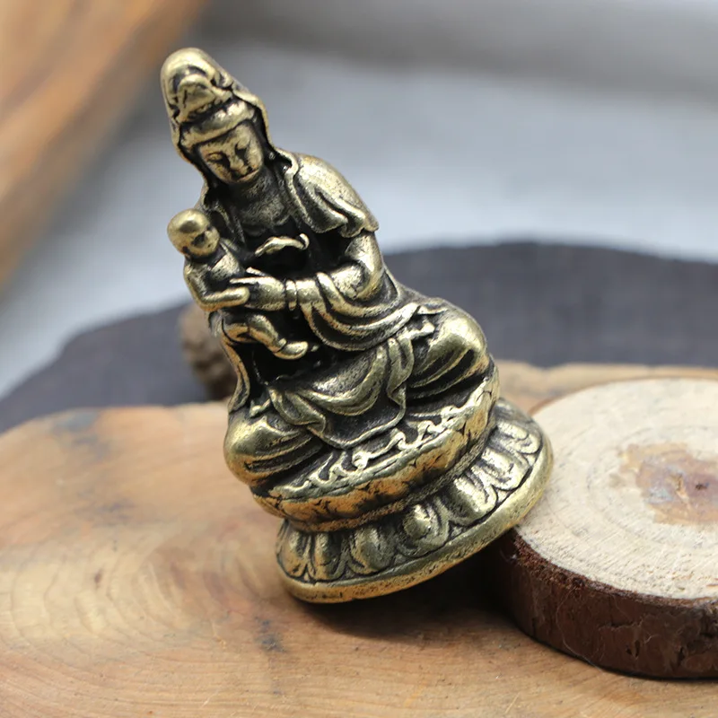 

Pure Copper Statue Ornament Praying for a Child, of the South Sea, Guanyin Goddess of Peace Buddha St