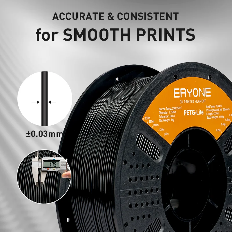 Image of ERYONE 1KG PETG-Lite Filament 1,75mm, Leichtgewichtiges PETG 3D-Drucker Filament, Hohe Zähigkeit Geringe Verformung, 1kg Spule