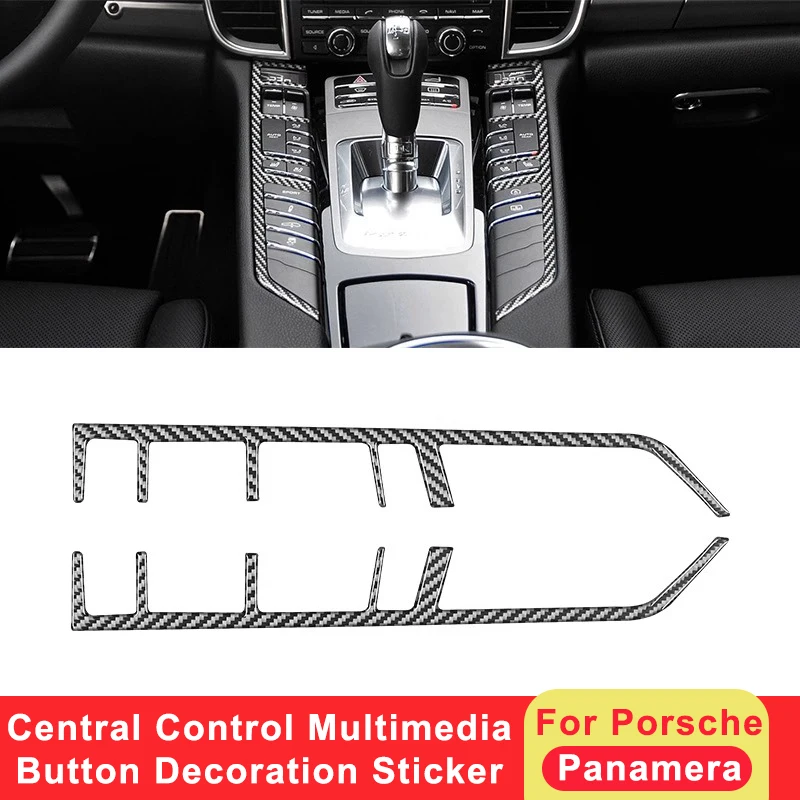 

For Porsche Panamera 2010-2016 Carbon Fiber Car Central Control Multimedia Button Decoration Sticker Trim Interior Modification