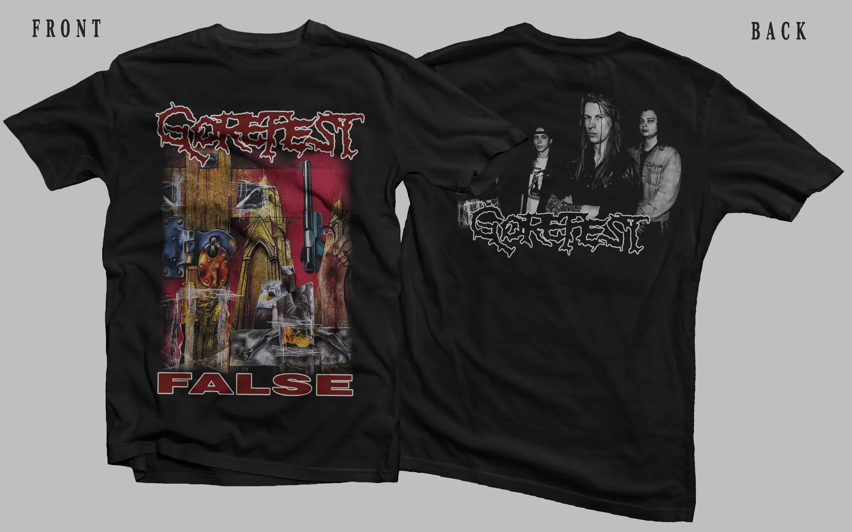 New D T G Printed T-Shirt - Gorefest- False - Size- S,M,L,Xl,2-3-4-5-6-7Xl