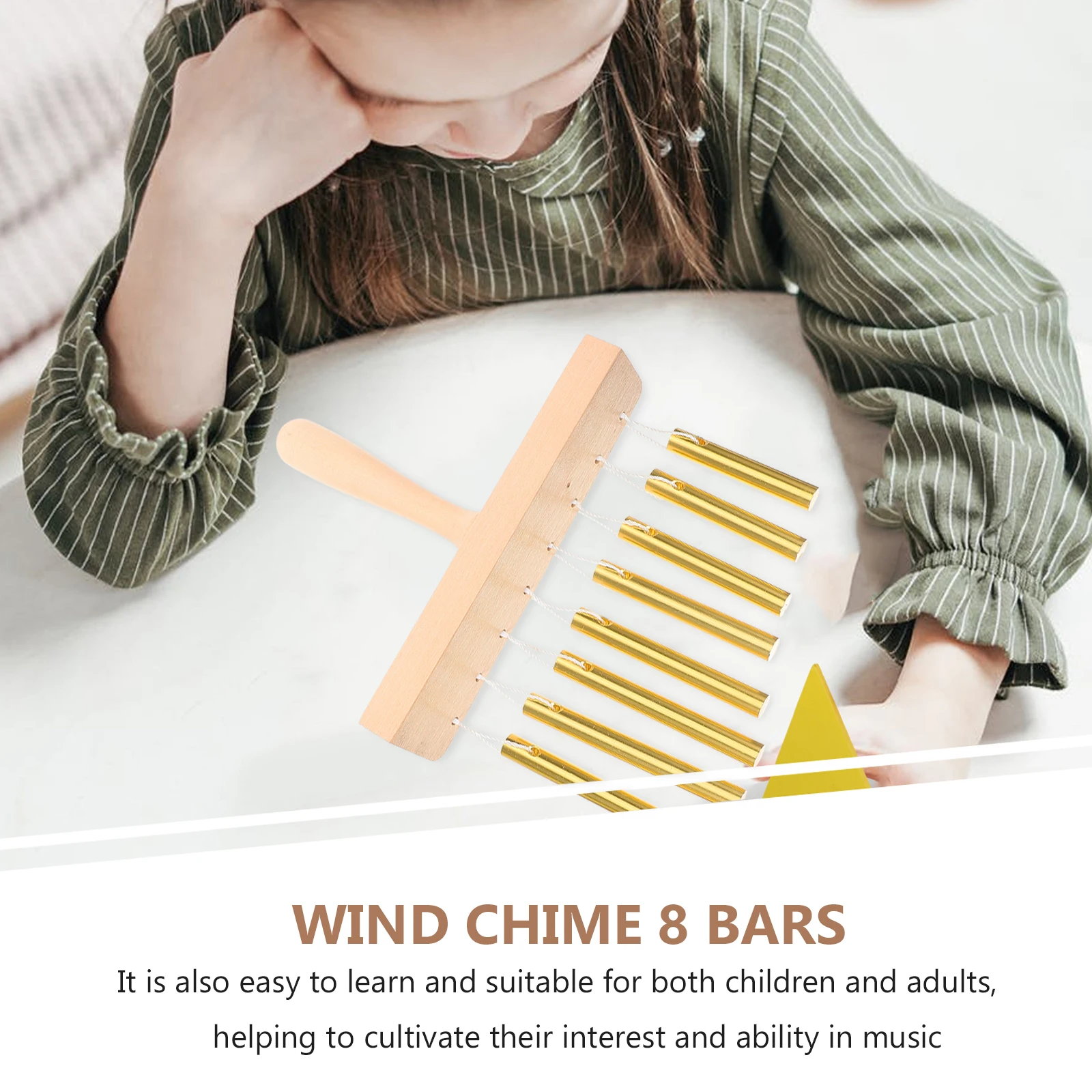 

8-Tone Wind Chimes Orff Percussion Instrument Stainless Steel Wood Durable Rustproof Musical Wind Bell For Band Accompaniment