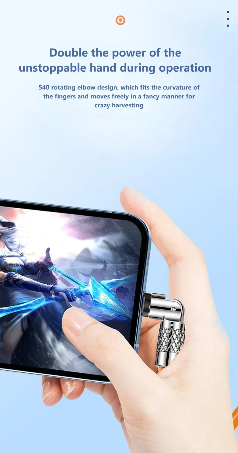 120W 7A Fast Charge USB Type C Cable 180 Degree Rotation Elbow Cable for Game for Redmi Xiaomi Honor Phone Charger USB C Cable