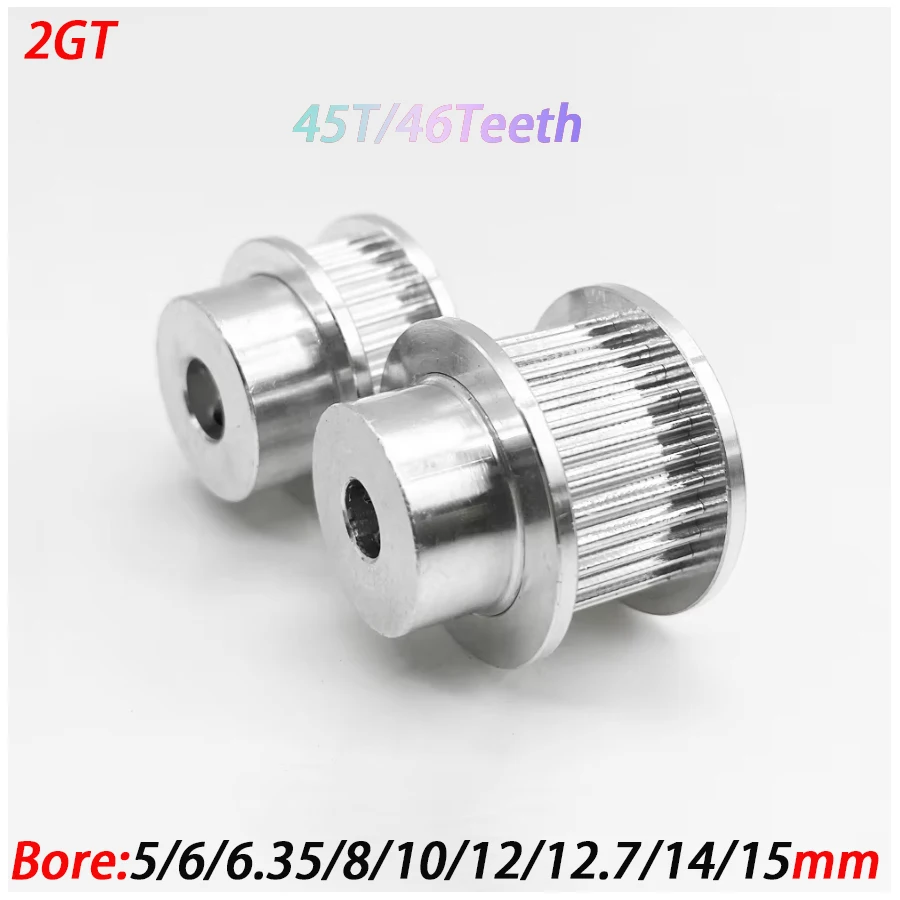 1Pcs 2GT 45T/46Toothed M4 BF Type Synchronous Wheel Width 7mm Aperture 5/6/8/10~15mm Printer Synchronous Belt Wheel