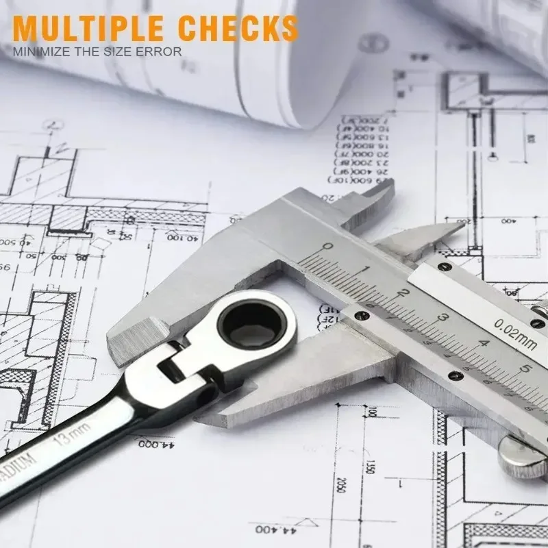 Llave combinada de trinquete con cabeza pivotante flexible de 8 mm-13 mm - Herramienta manual métrica para reparación de automóviles y uso en garaje doméstico